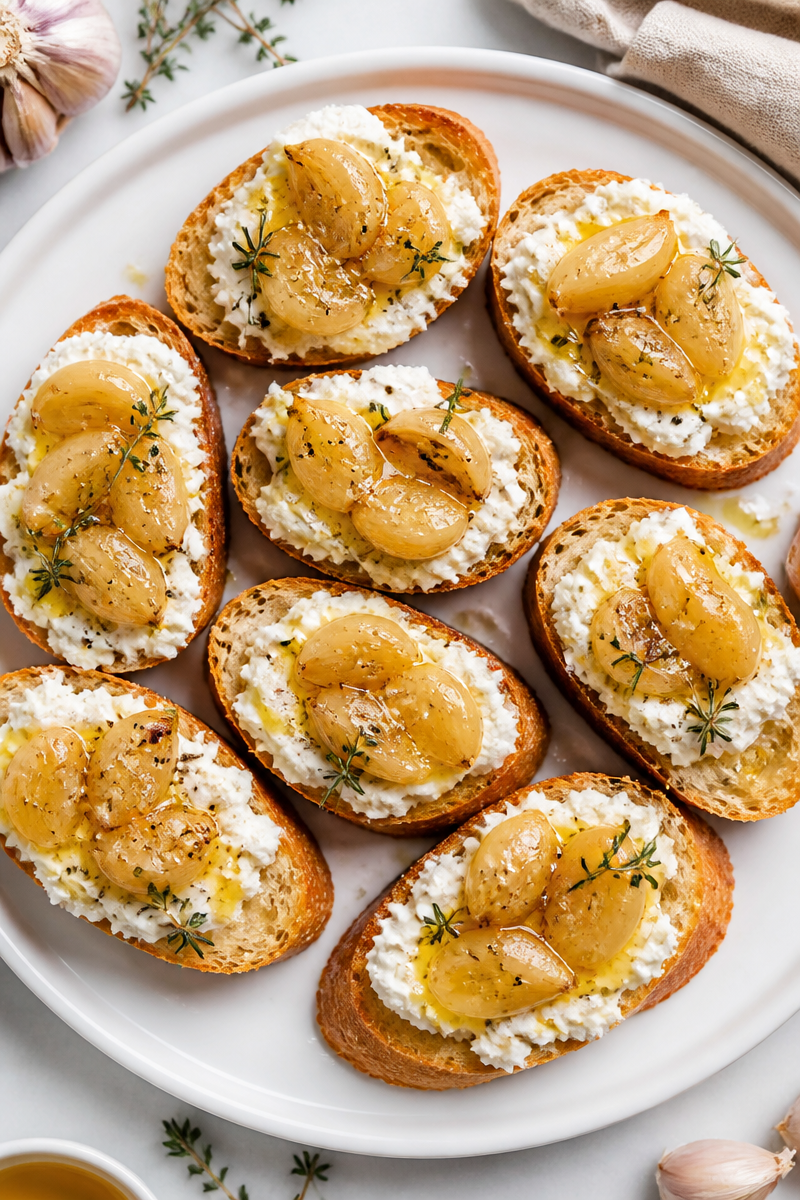 Roasted Garlic Confit Toast Appetizer Roasted Garlic Confit Toast Appetizer