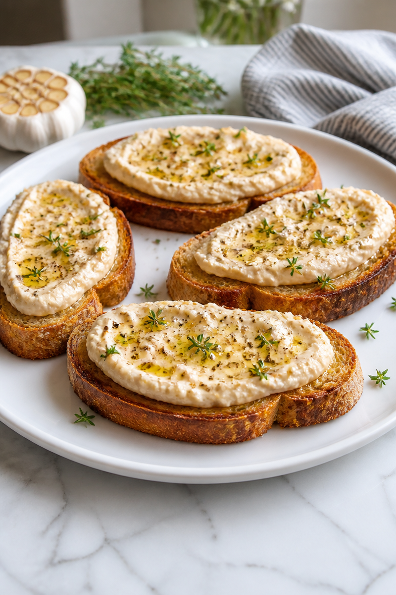 Roasted Garlic White Bean Toast
