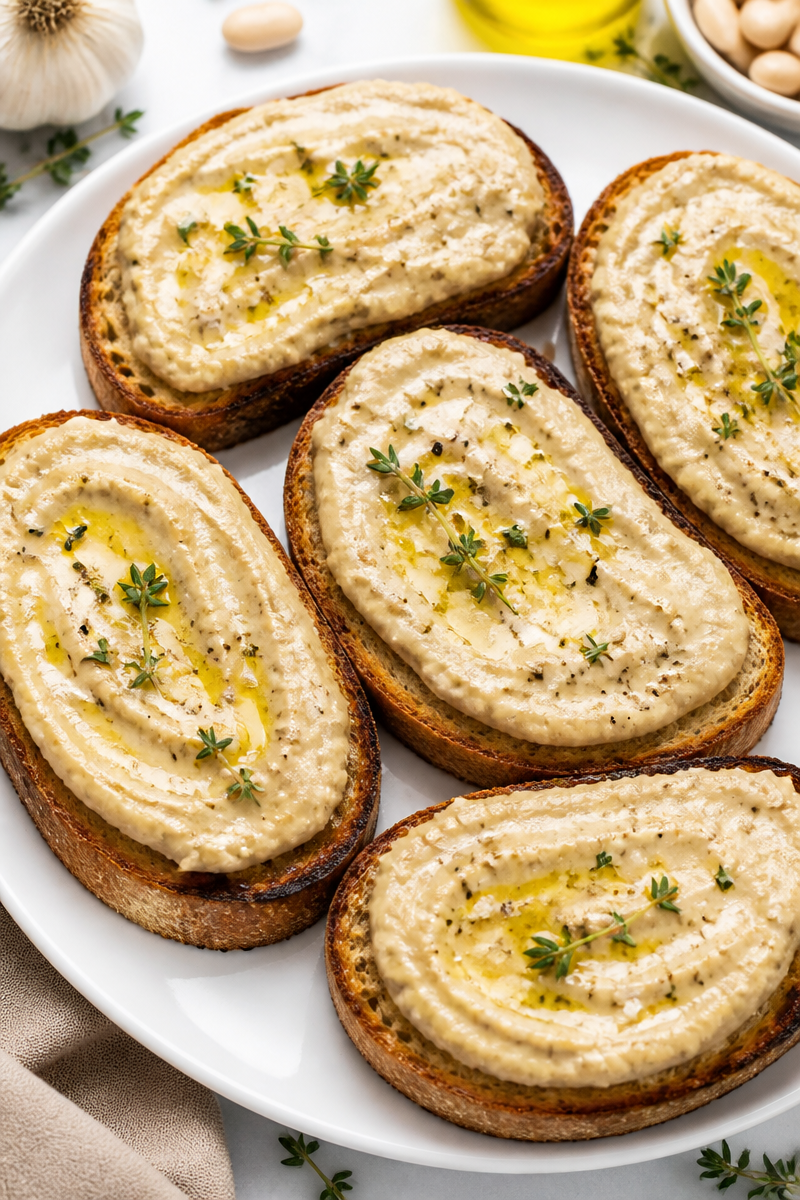 Roasted Garlic White Bean Toast
