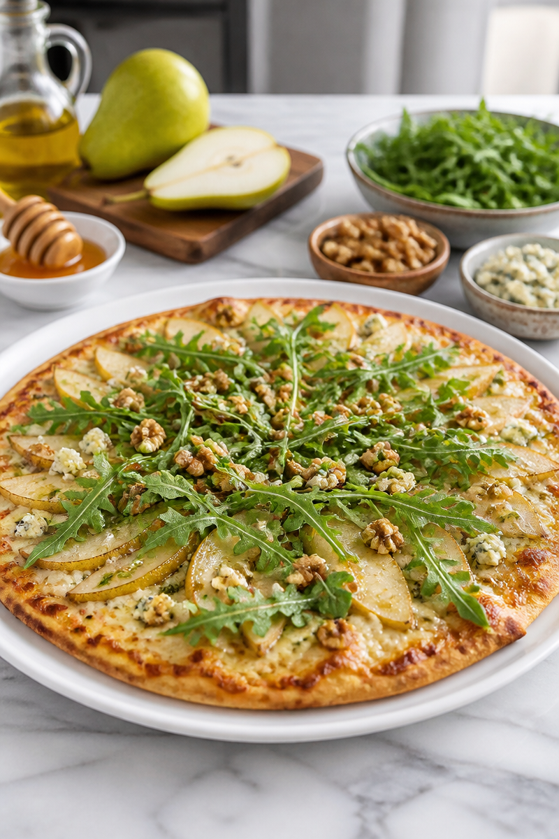 Roasted Pear Walnut Gorgonzola Pizza