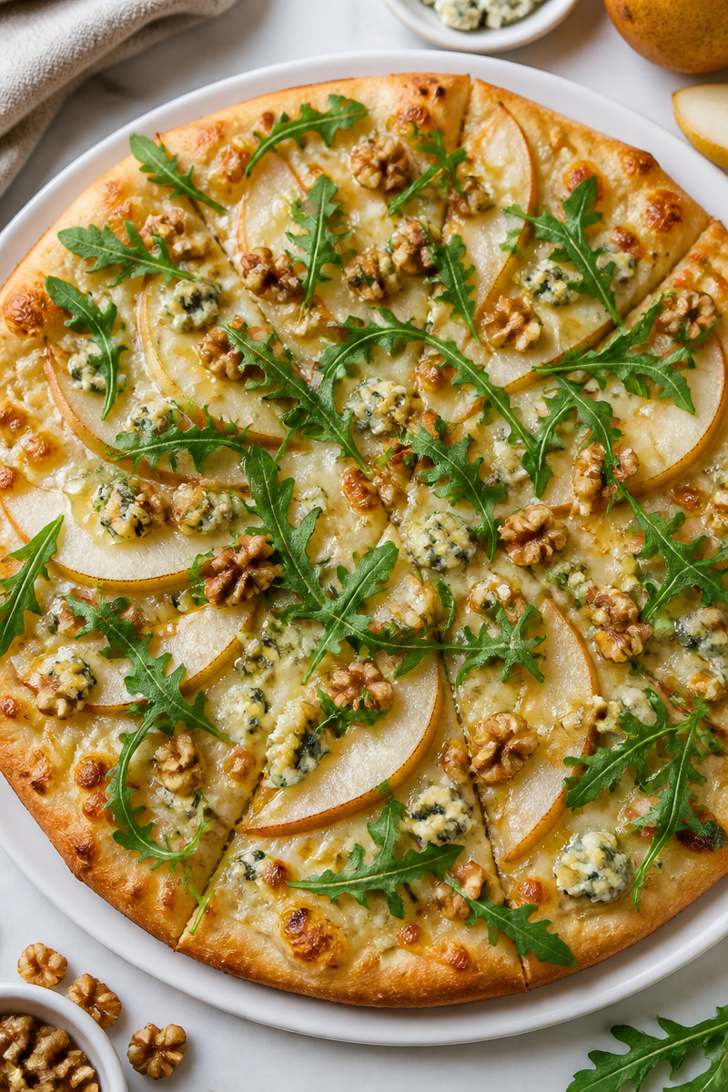 Roasted Pear Walnut Gorgonzola Pizza