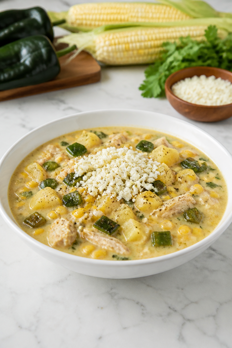 Roasted Poblano Chicken Corn Chowder