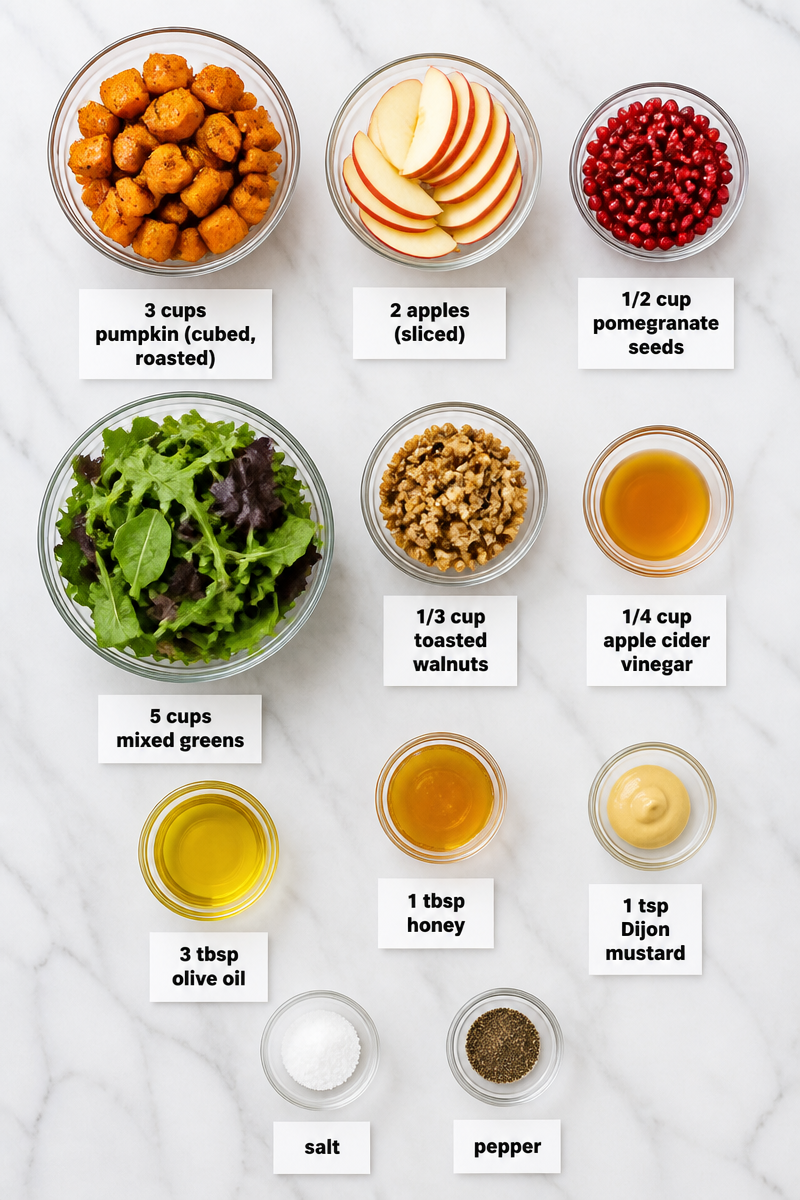 Roasted Pumpkin Apple Pomegranate Harvest Salad
