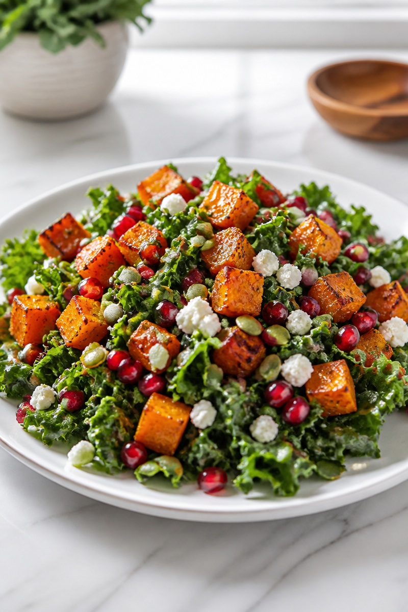 Roasted Sweet Potato Kale Pomegranate Salad Roasted Sweet Potato Kale Pomegranate Salad
