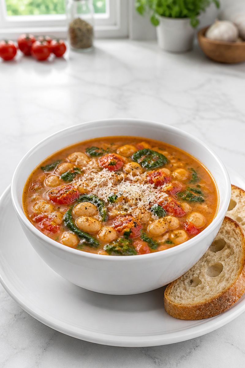 Roasted Tomato White Bean Spinach Soup Roasted Tomato White Bean Spinach Soup