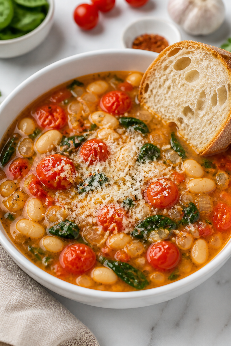 Roasted Tomato White Bean Spinach Soup Roasted Tomato White Bean Spinach Soup