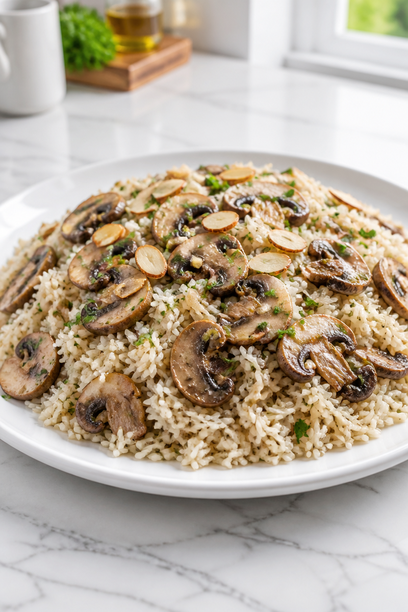 Savory Mushroom Rice Pilaf Herb