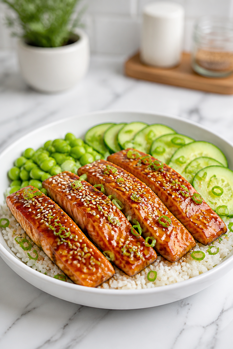 Sesame Ginger Salmon Rice Bowl