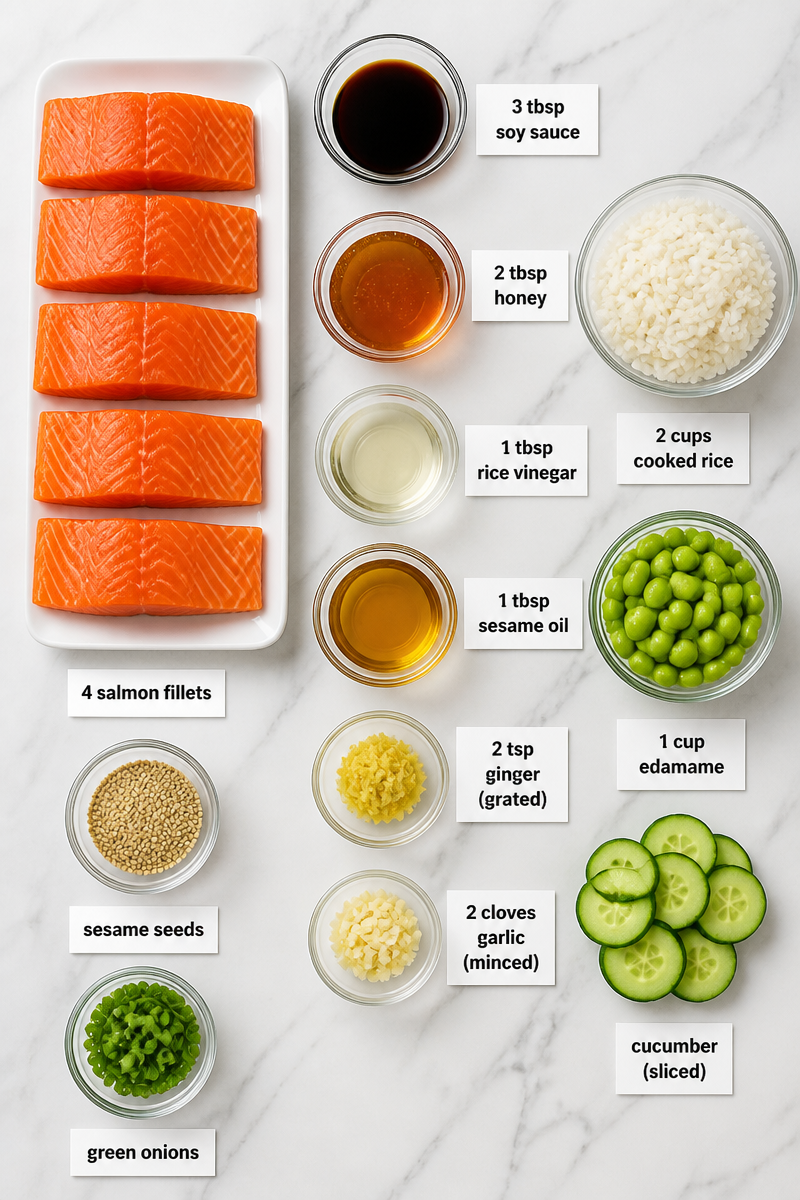 Sesame Ginger Salmon Rice Bowl