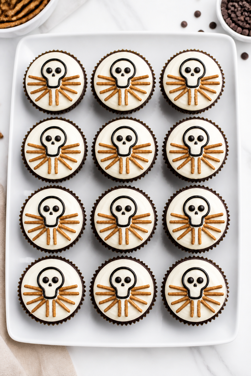 Skeleton Frosted Halloween Cupcake Bone