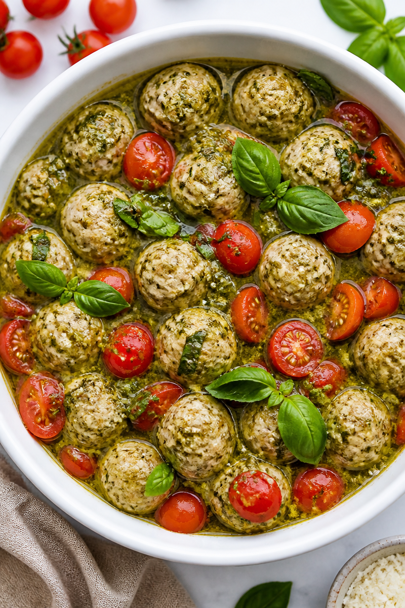 Slow Cooker Turkey Meatball Pesto