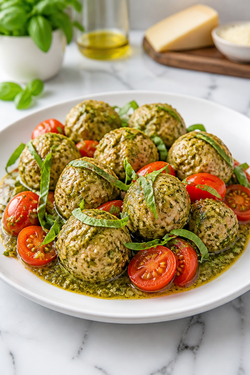 Slow Cooker Turkey Meatball Pesto
