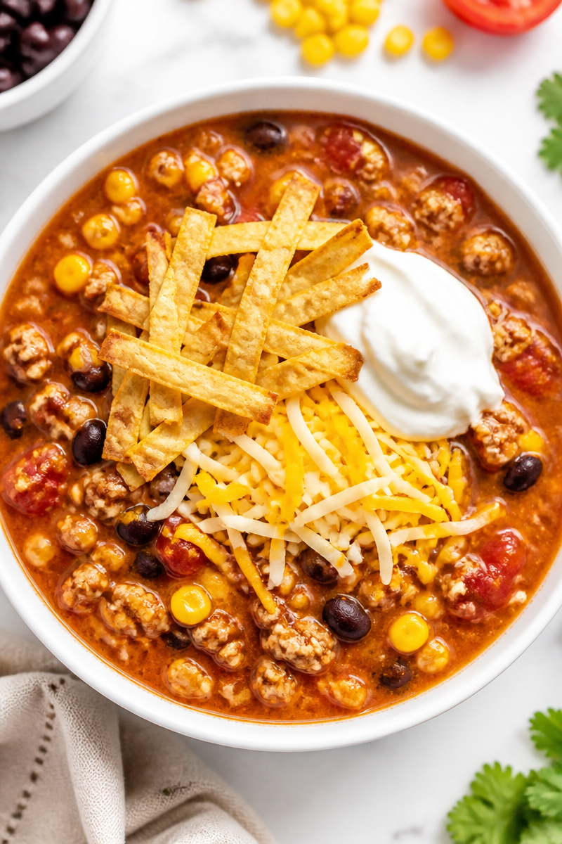 Slow Cooker Turkey Taco Soup Easy