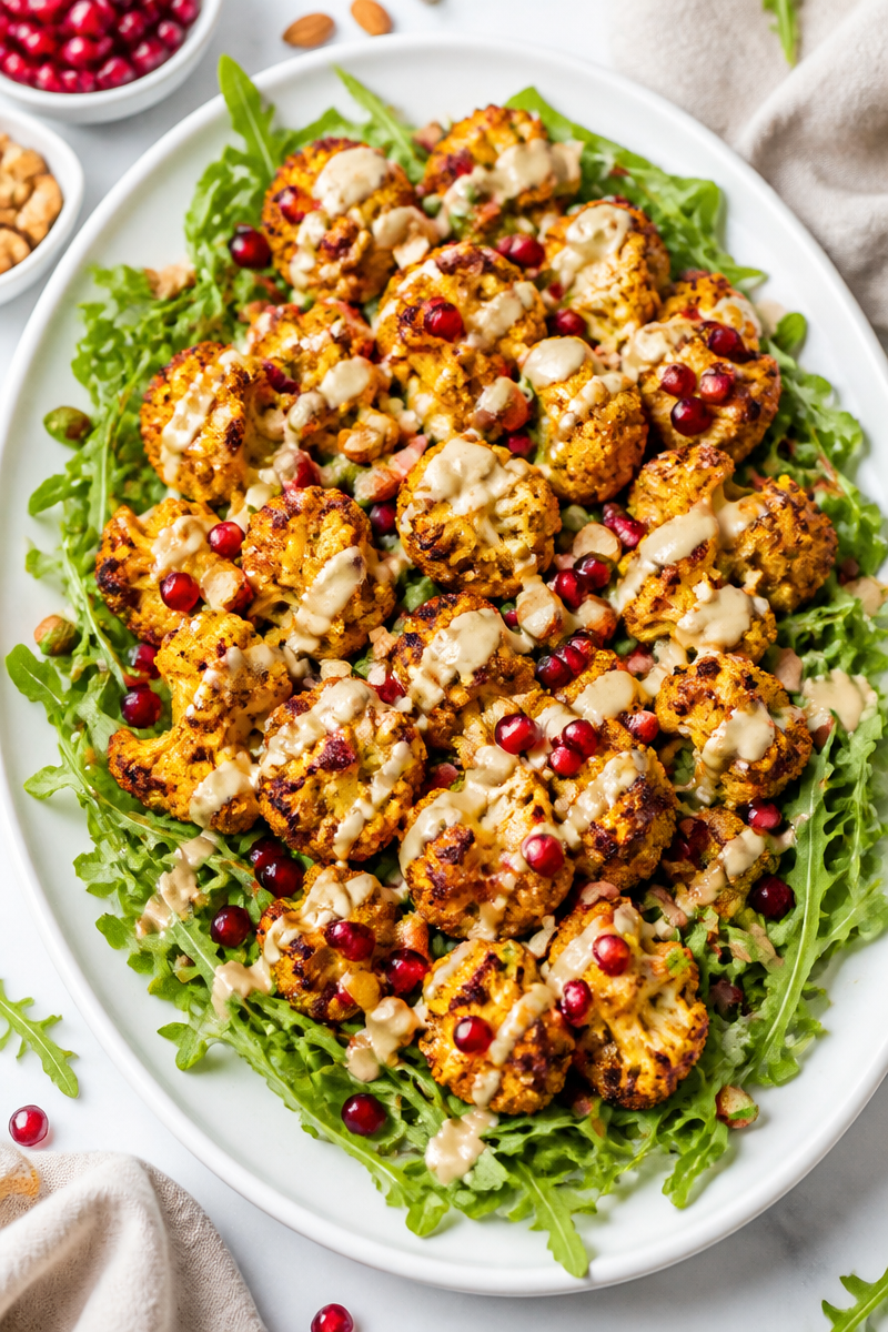 Spiced Roasted Cauliflower Tahini Fall Salad