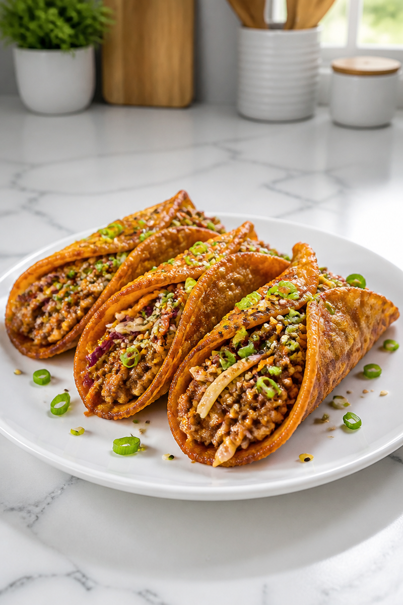 Spicy Gochujang Egg Roll Taco