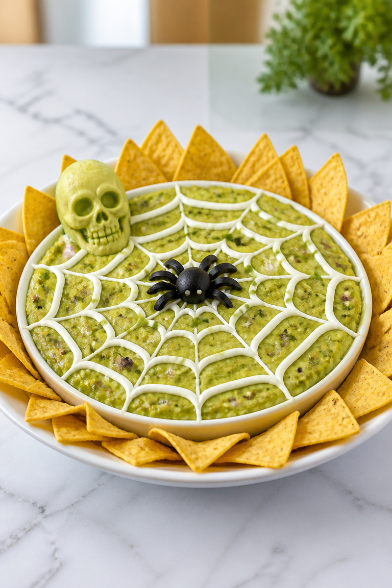 Spider Web Guacamole Avocado Skull