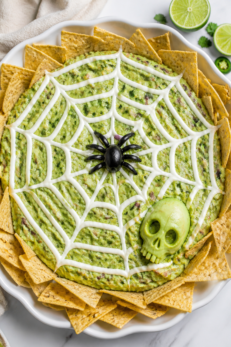 Spider Web Guacamole Avocado Skull