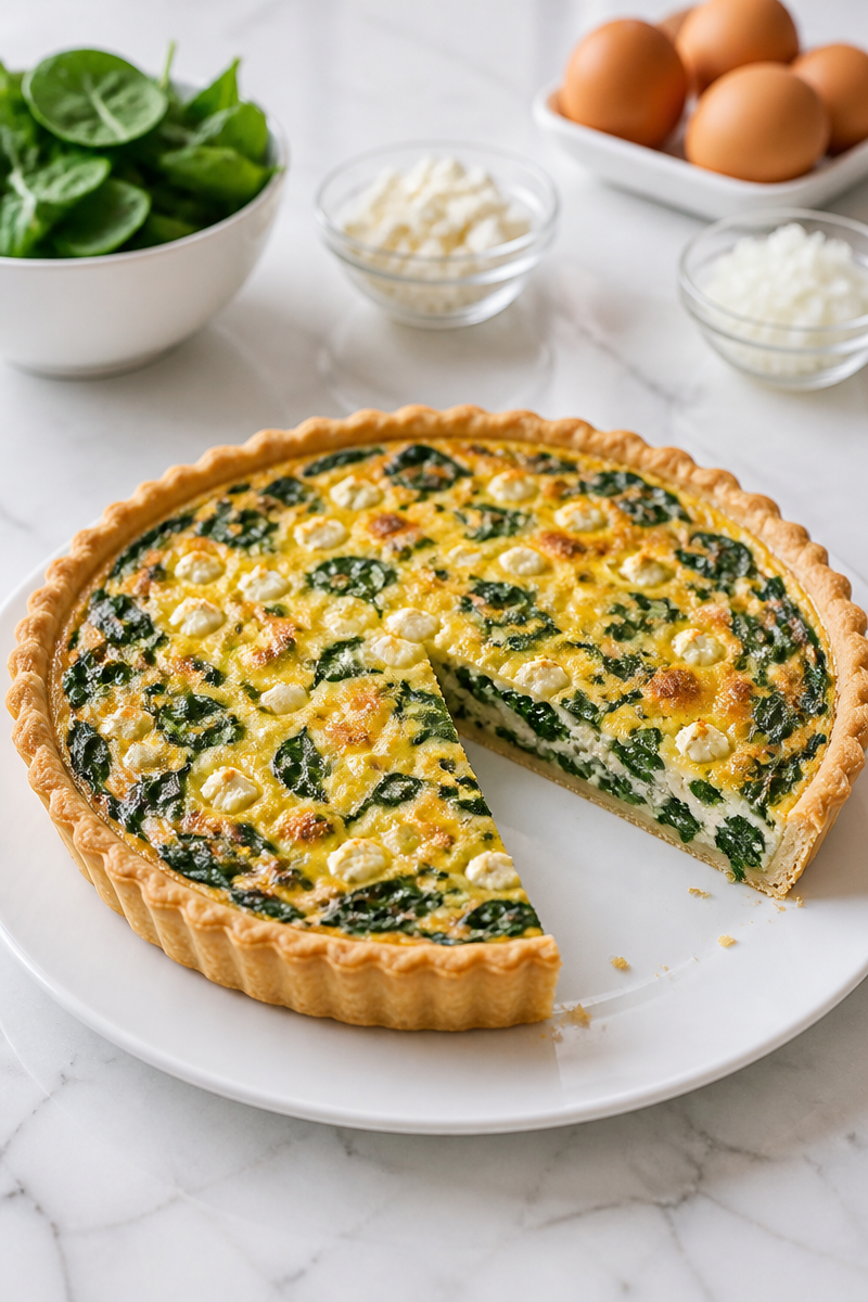 Spinach Feta Quiche Flaky Crust Spinach Feta Quiche Flaky Crust