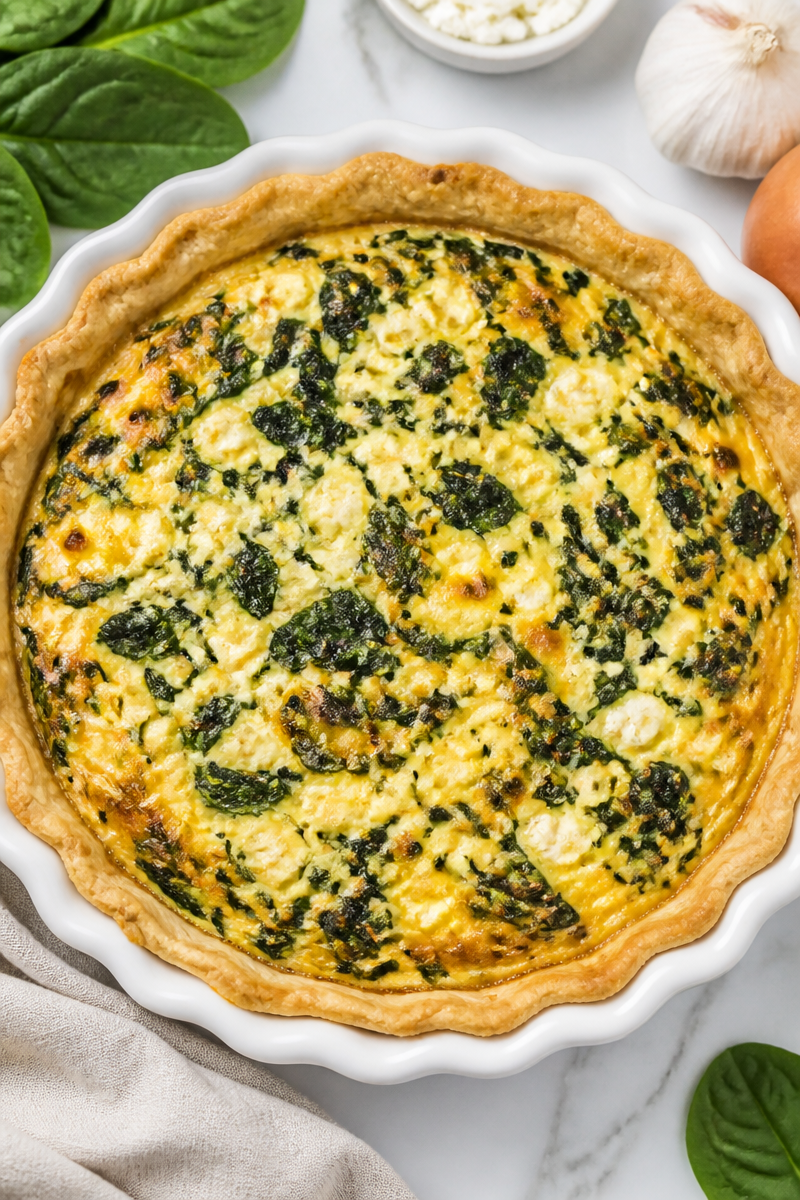 Spinach Feta Quiche Flaky Crust Spinach Feta Quiche Flaky Crust