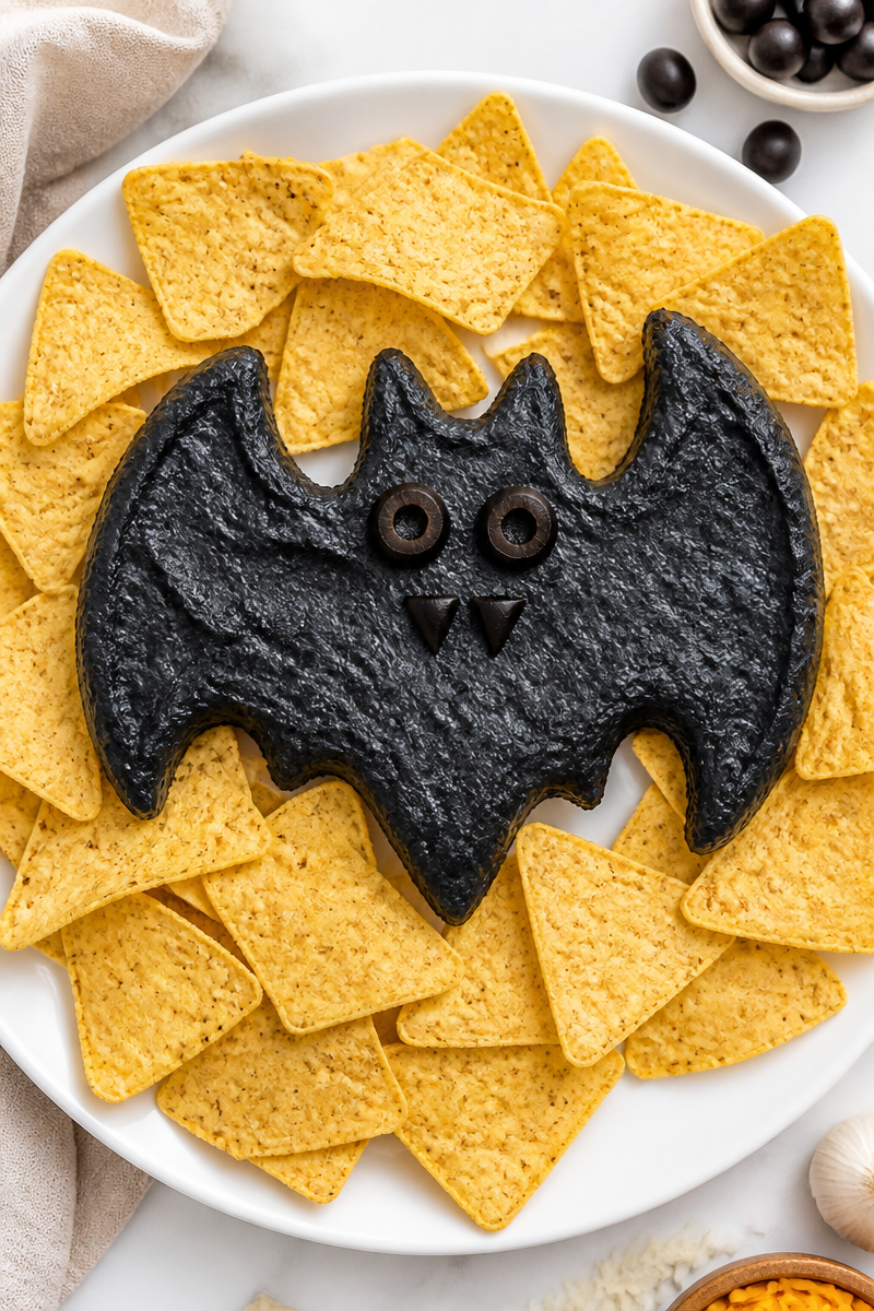 Spooky Black Bat Cheese Ball