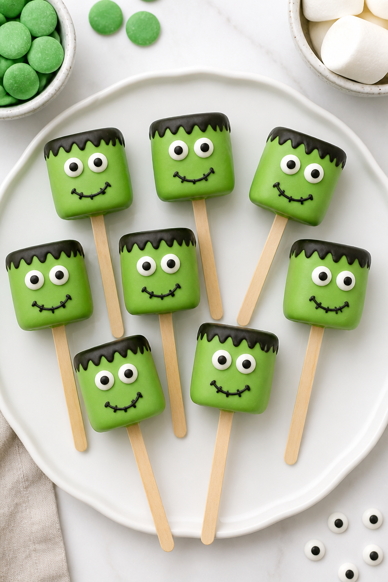 Spooky Frankenstein Marshmallow Pop