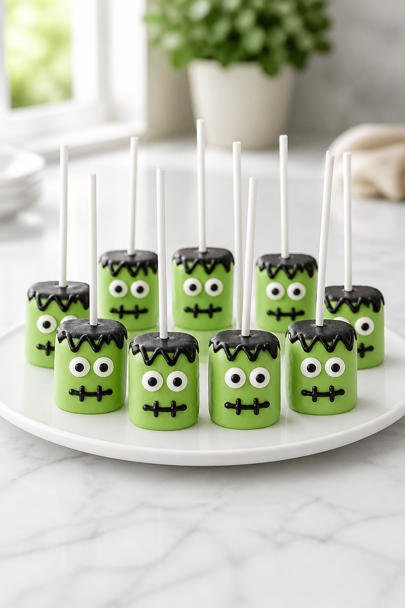 Spooky Frankenstein Marshmallow Pop