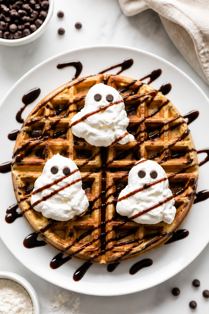 Spooky Ghost Chocolate Chip Waffle Spooky Ghost Chocolate Chip Waffle