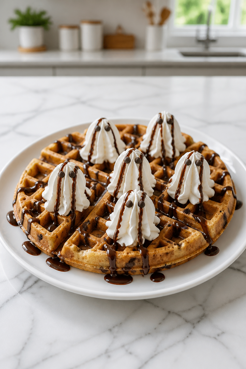 Spooky Ghost Chocolate Chip Waffle Spooky Ghost Chocolate Chip Waffle