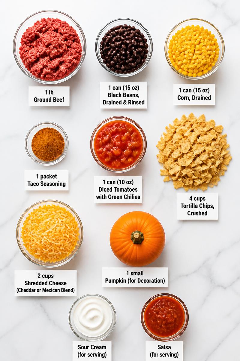 Spooky Jack O Lantern Beef Taco Casserole Spooky Jack O Lantern Beef Taco Casserole