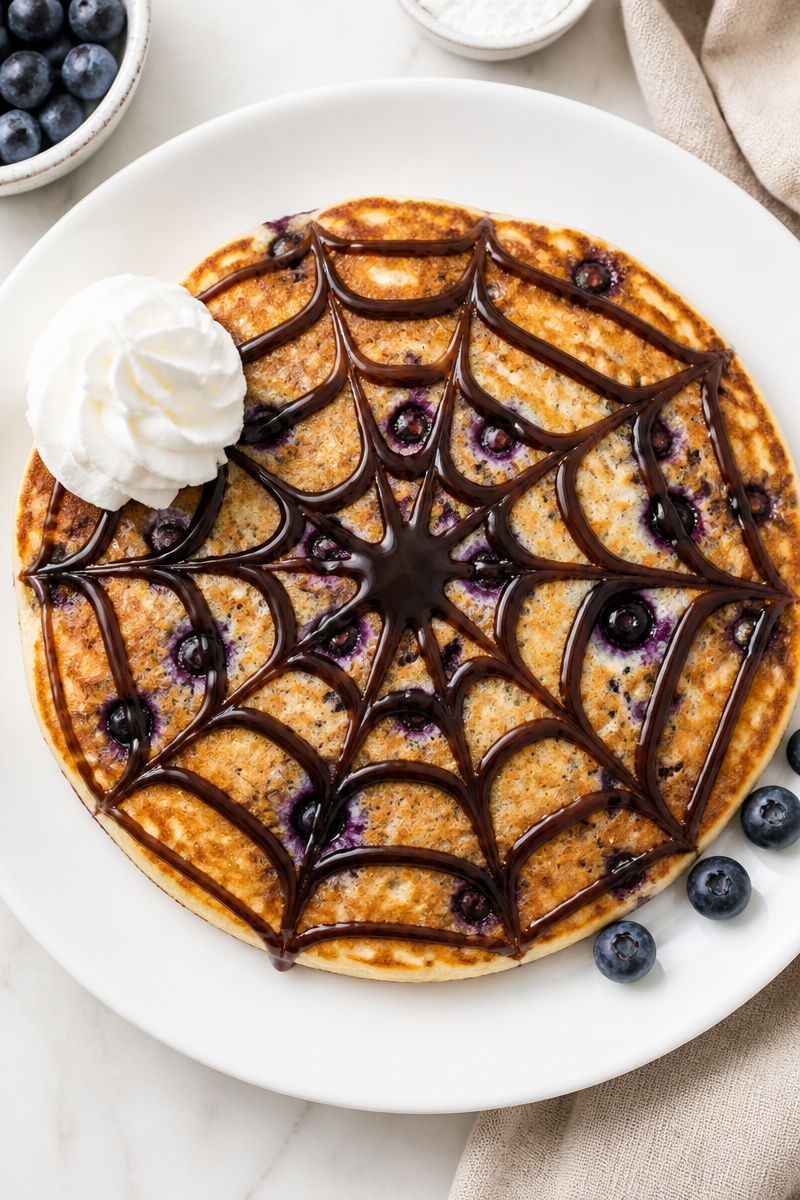 Spooky Spider Web Blueberry Pancake Spooky Spider Web Blueberry Pancake