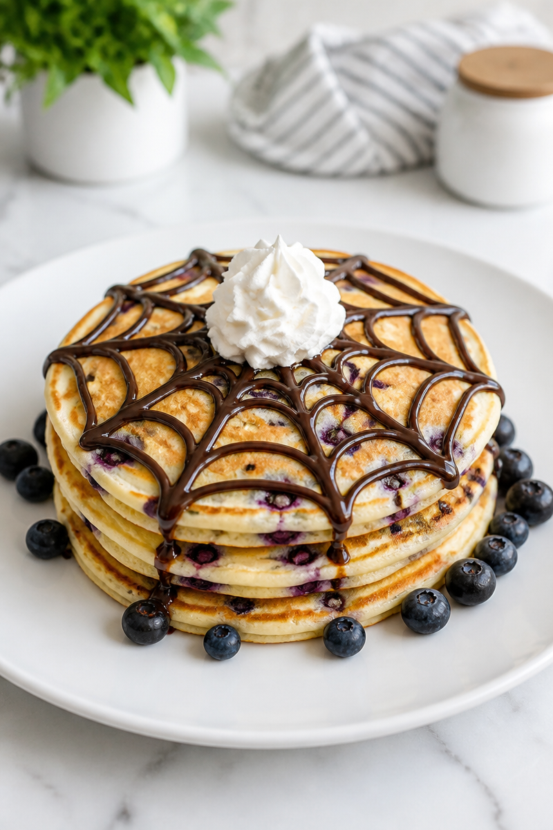 Spooky Spider Web Blueberry Pancake Spooky Spider Web Blueberry Pancake