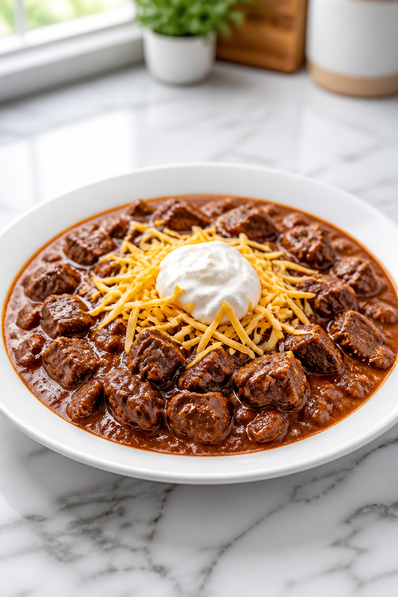Texas Style Smoky Beef Chili Stovetop