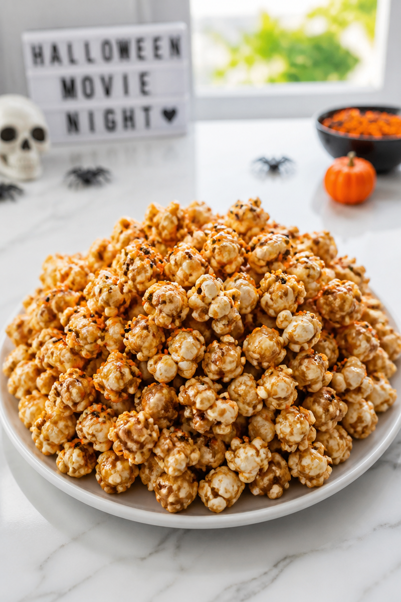 Toffee Popcorn Halloween Movie Night Snack
