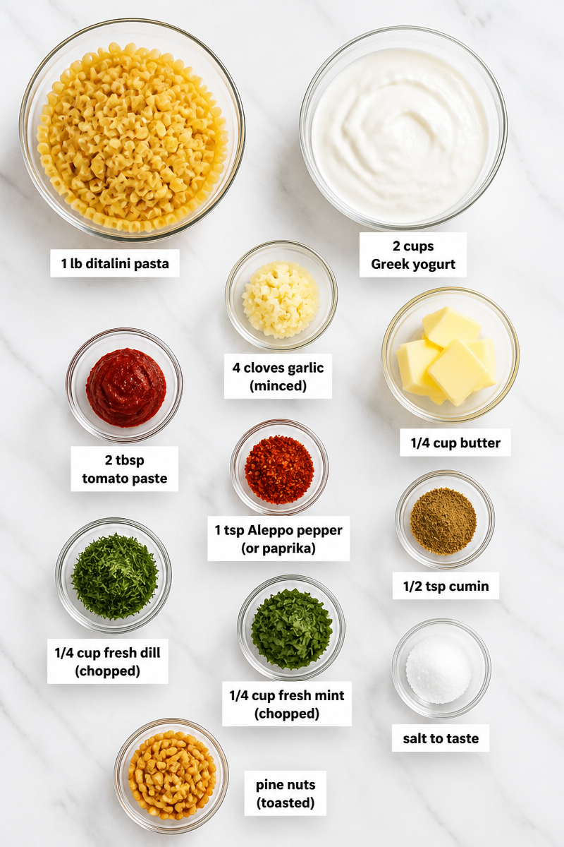 Turkish Style Ditalini Pasta Yogurt