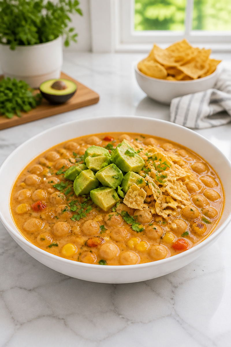 Vegetarian White Chickpea Chili Bowl