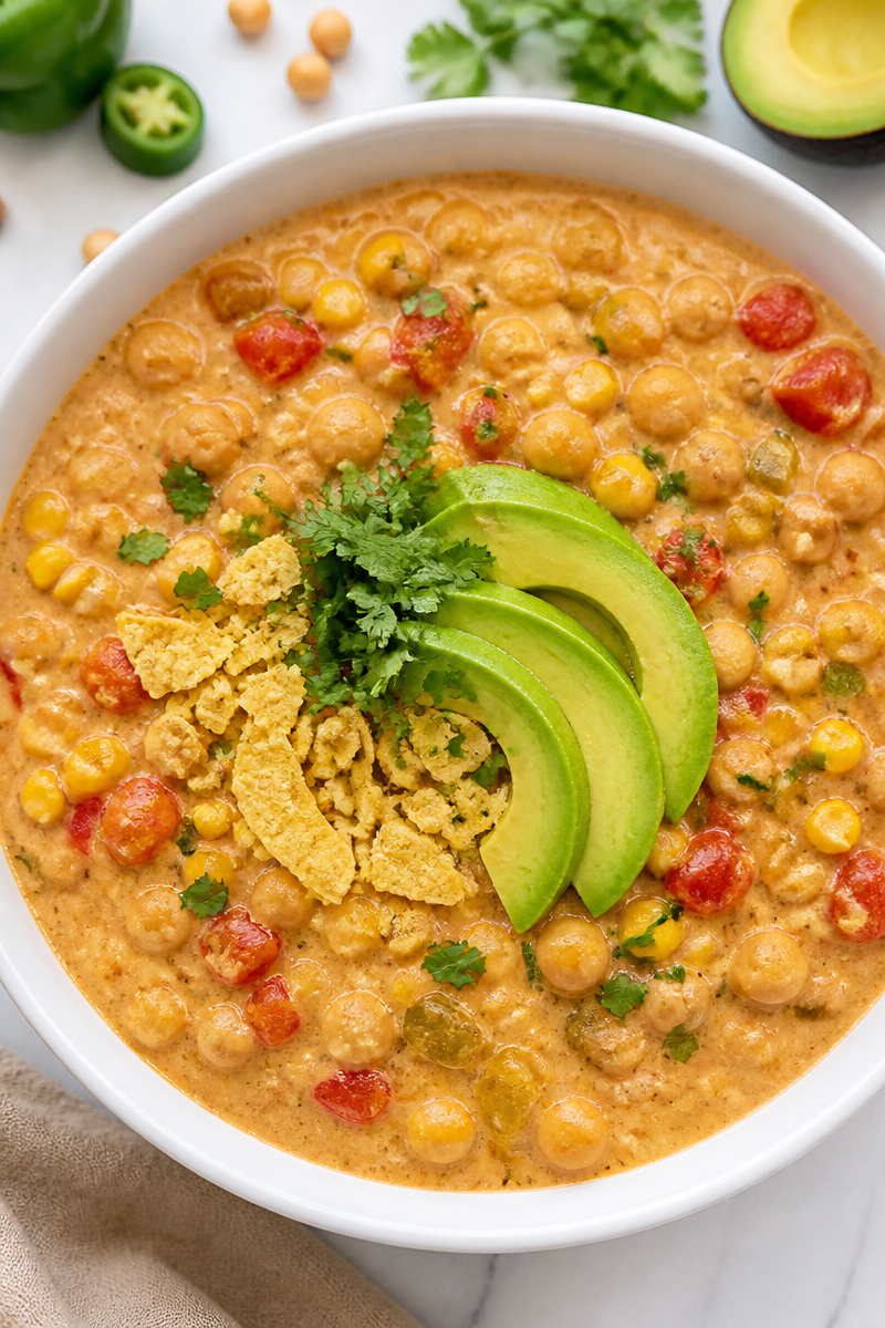 Vegetarian White Chickpea Chili Bowl