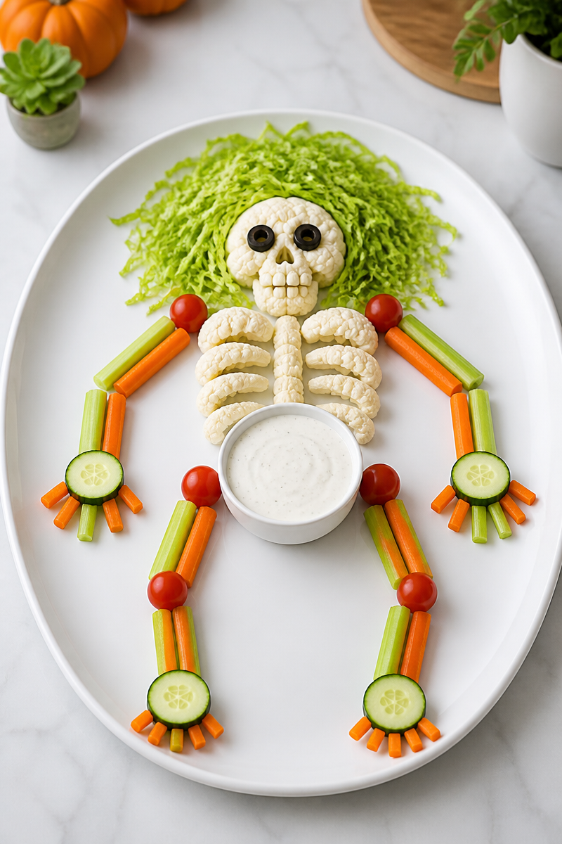 Veggie Skeleton Platter Lettuce Hair