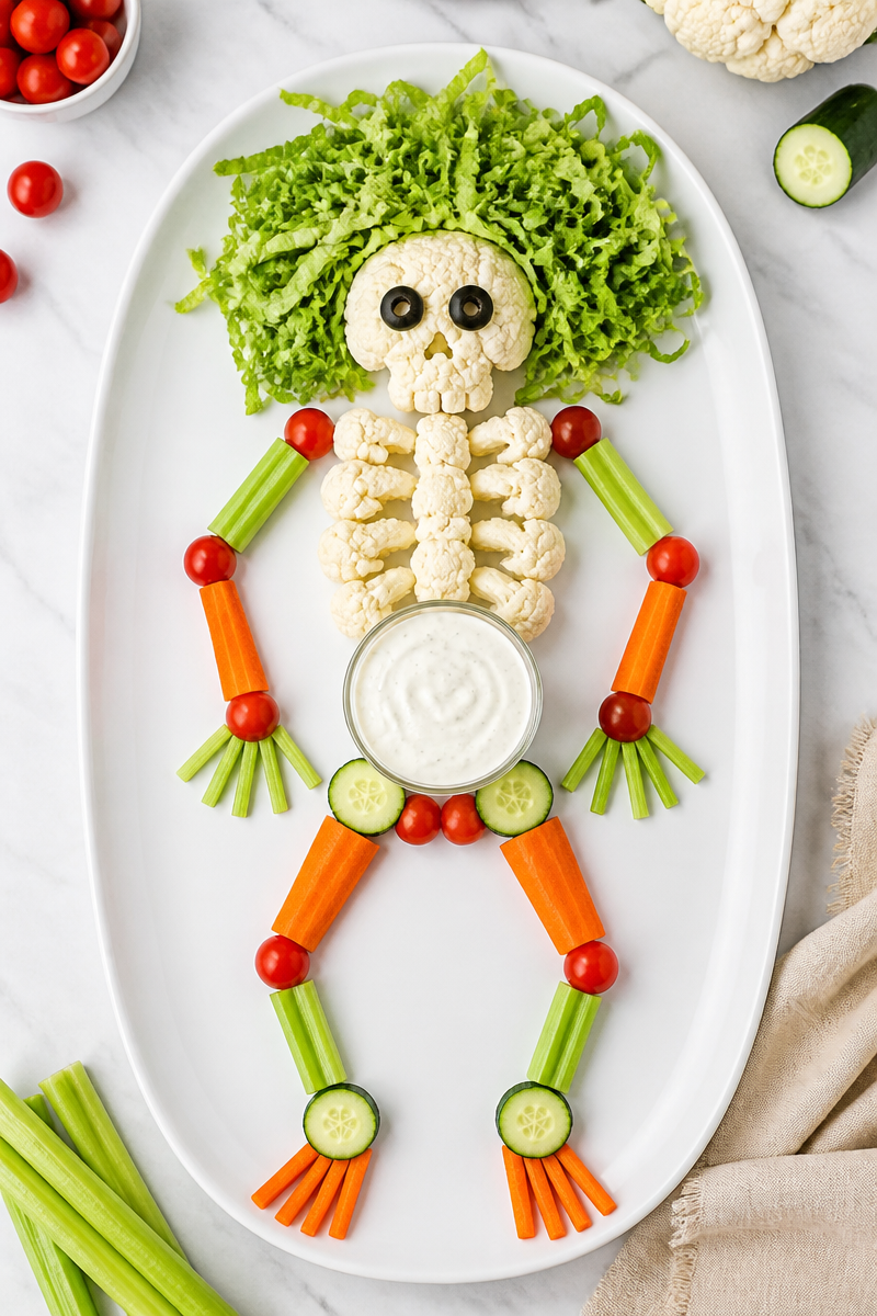 Veggie Skeleton Platter Lettuce Hair