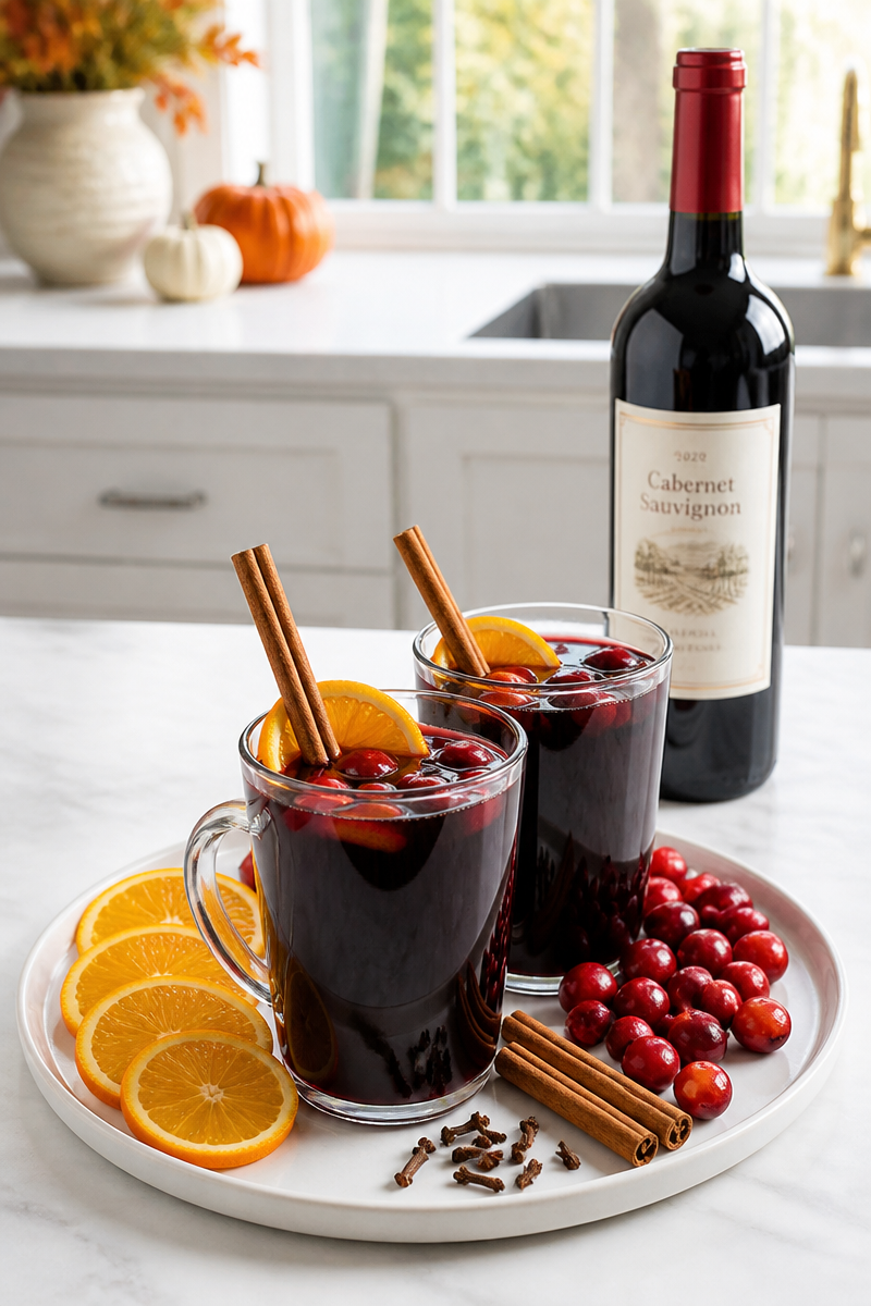 Warm Cranberry Orange Spiced Wine
