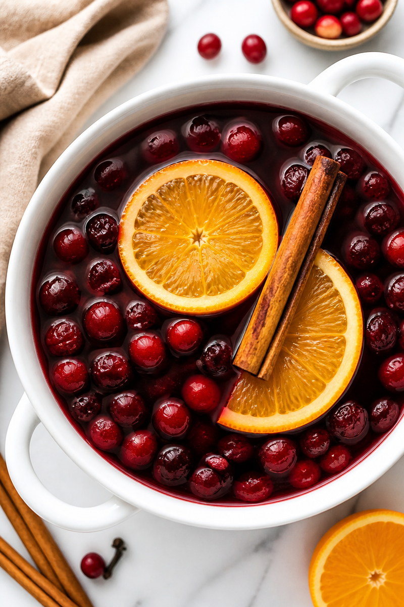 Warm Cranberry Orange Spiced Wine