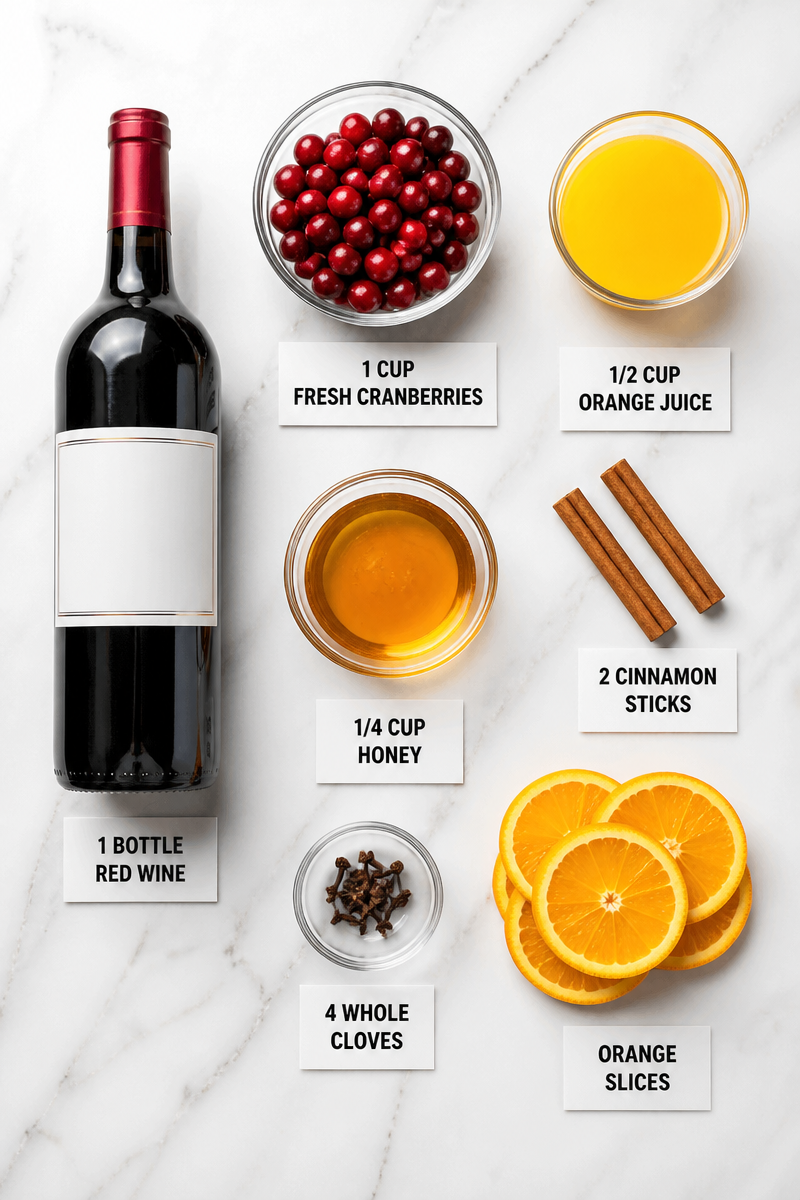 Warm Cranberry Orange Spiced Wine