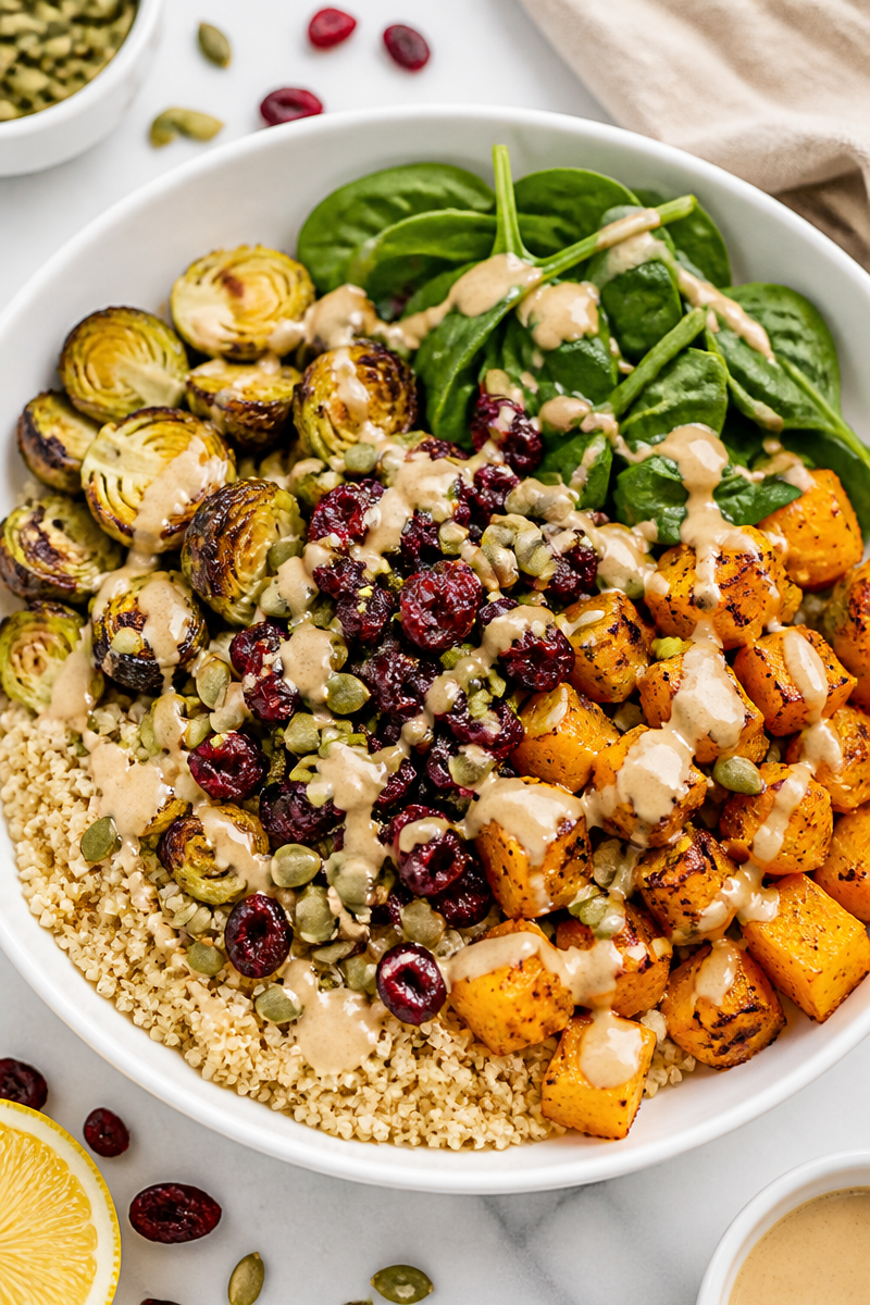 Warm Quinoa Roasted Vegetable Fall Bowl Warm Quinoa Roasted Vegetable Fall Bowl