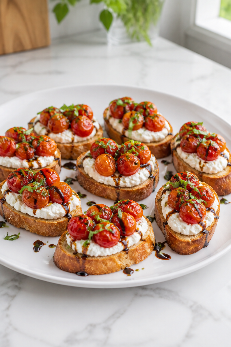 Whipped Feta Roasted Tomato Crostini