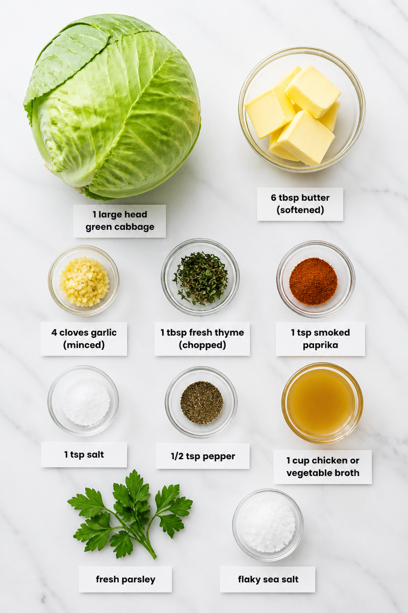 Whole Roasted Cabbage Butter Herb