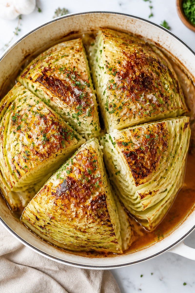 Whole Roasted Cabbage Butter Herb