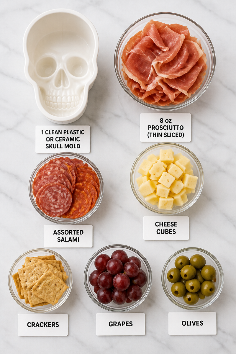 Zombie Cheese Prosciutto Skull Board