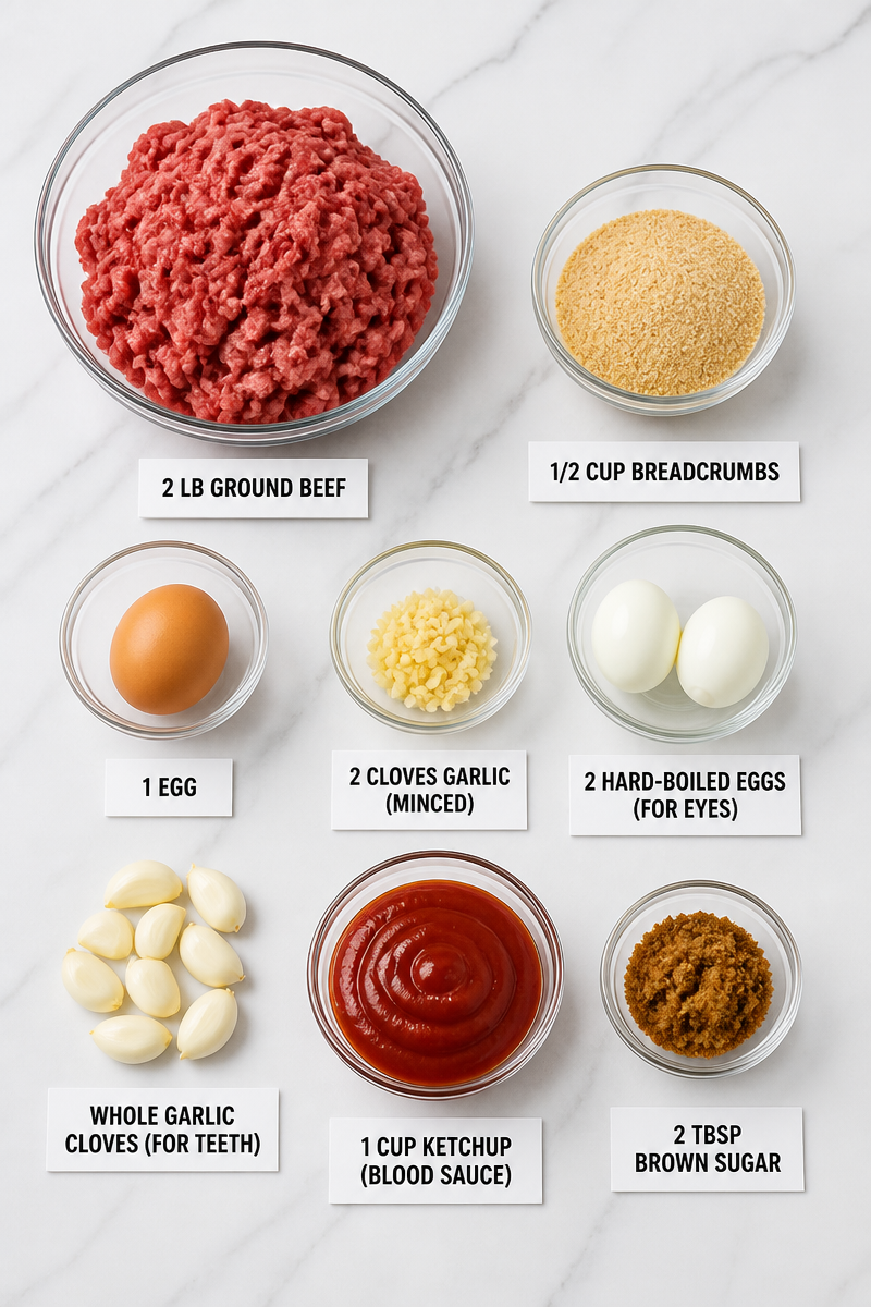 Zombie Skull Meatloaf Blood Sauce