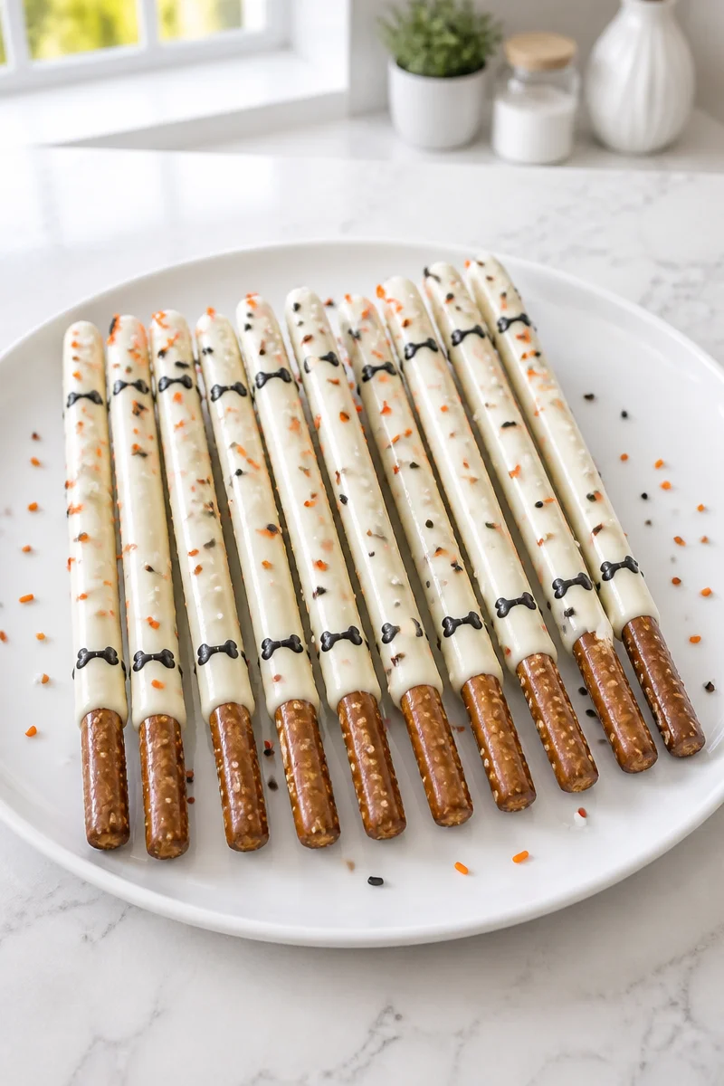 Skeleton Bone White Chocolate Pretzel - a spooky treat for Halloween