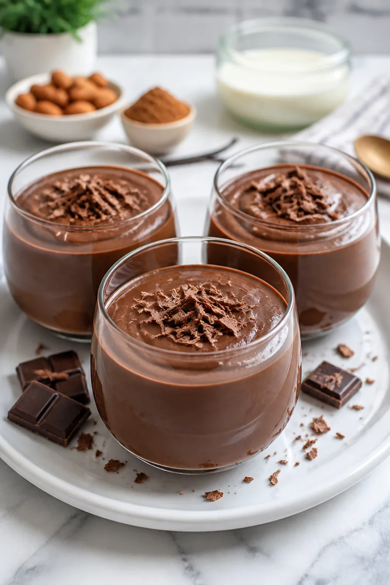 Sugar free dairy free chocolate pudding in a bowl with a spoon