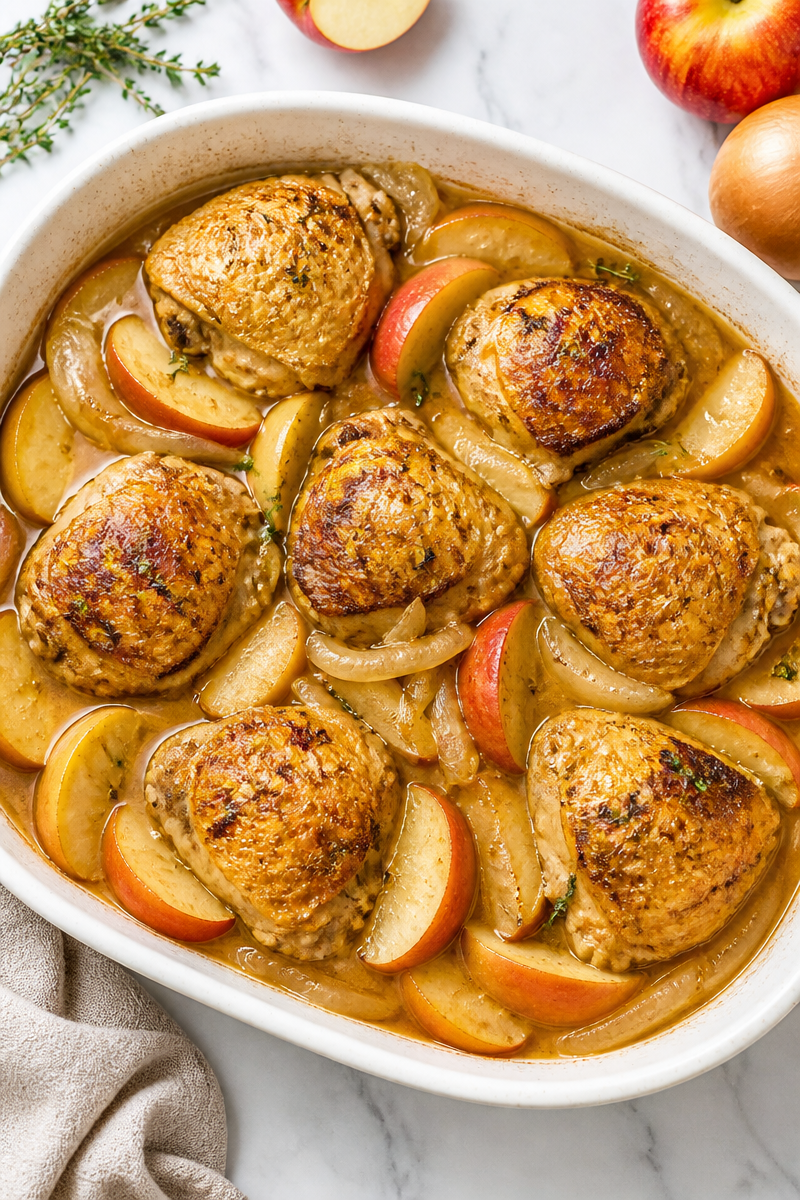 Baked Apple Cider Braised Chicken Thigh Baked Apple Cider Braised Chicken Thigh